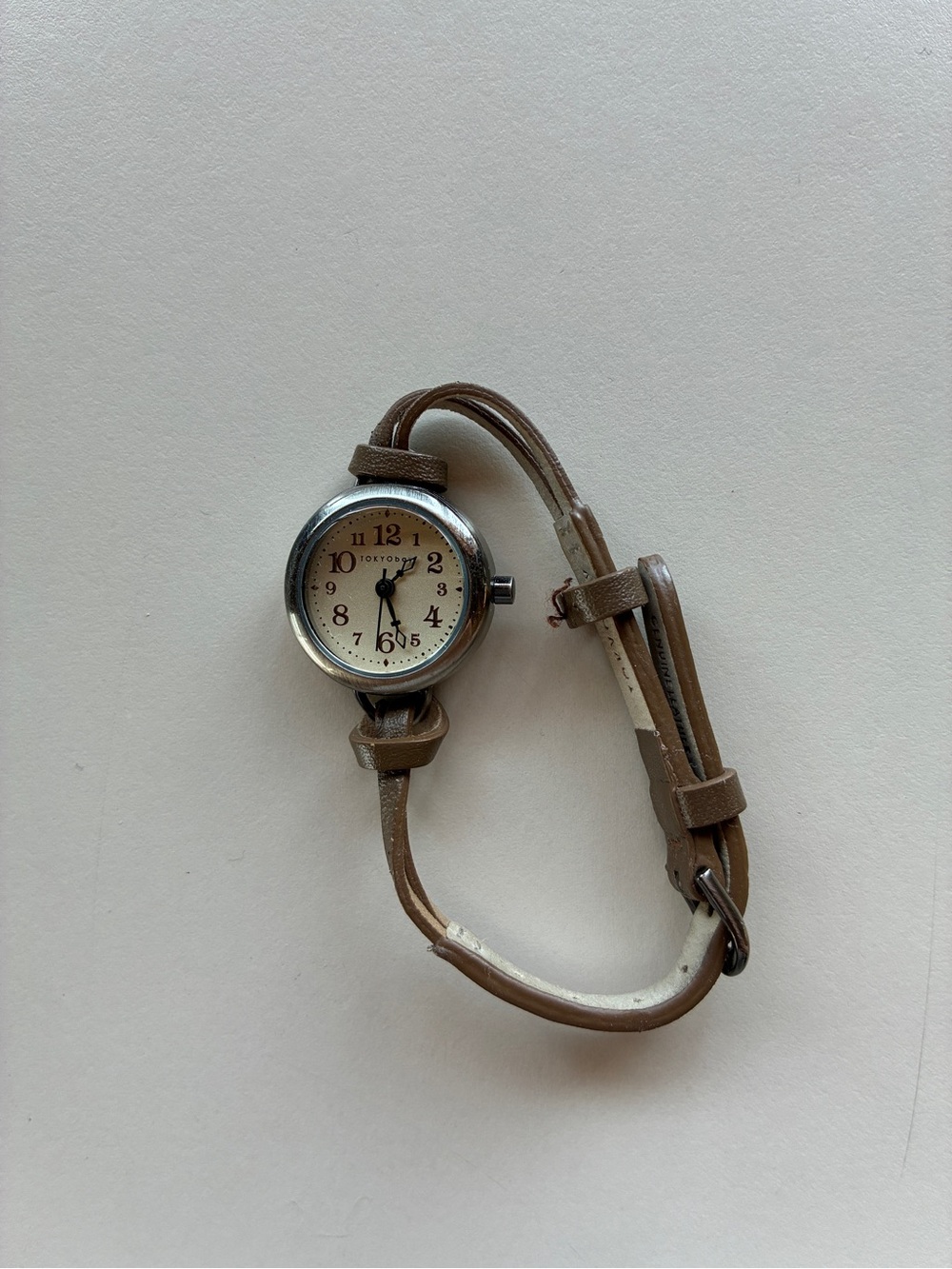 TOKYObay Brown Leather Wrap Watch with Cream Dial